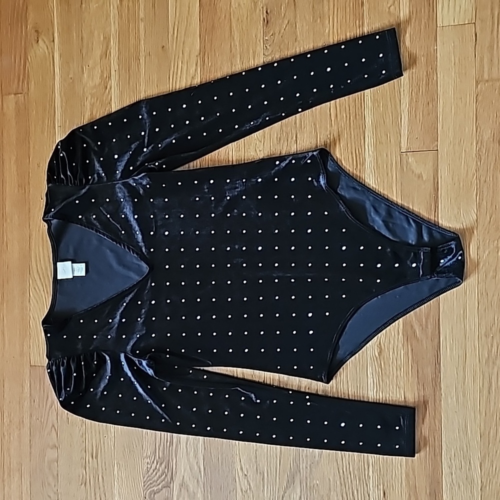 H&M Rhinestone Black Bodysuit Balletcore Women's Size Small NWOT